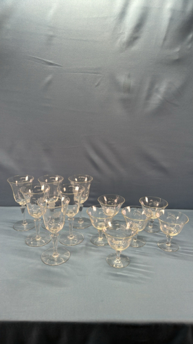 Matching Etched Glass Lot