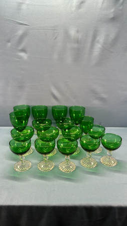 Green/Clear Glassware Lot