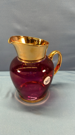 Cranberry & Gold 8" High Pitcher