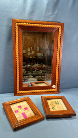 Wooden Frame Mirror&2 Wooden Picture Frames