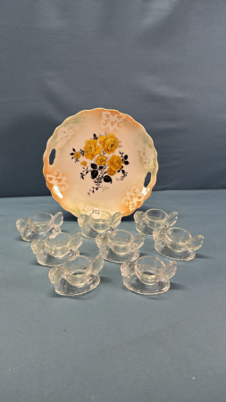 (8) Glass Chicken Shaped Egg Cups