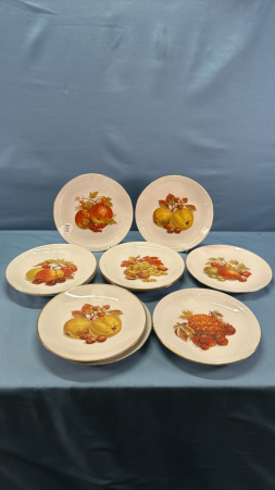 (10) German 8" Plates with Fruit Décor