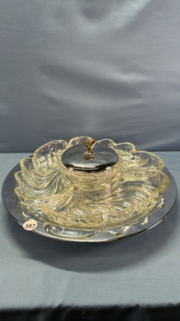 Lazy Susan 16" Chrome & Glass Condiment Set