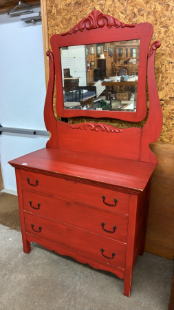 Painted Antique Dresser with Bevelled Mirror