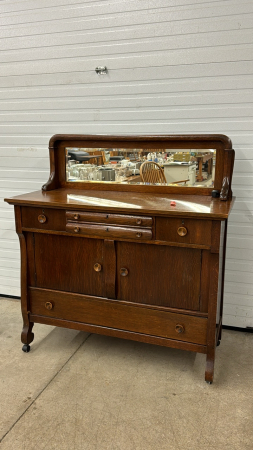 Oak Buffet with Beveled Mirror