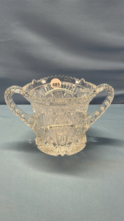 Ornate Double Handled Glass Bowl