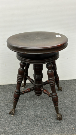 Round Organ Stool with Ball & Claw Feet