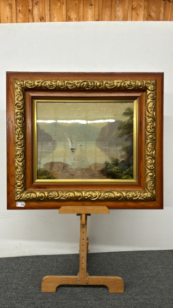 Mountain Lake Scene in Ornate Frame