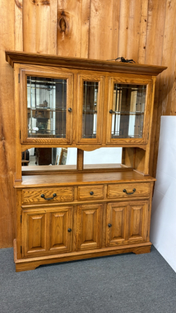 2 Piece Oak Buffet Hutch