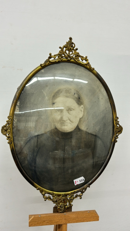 Victorian Lady in Ornate Oval Metal Frame