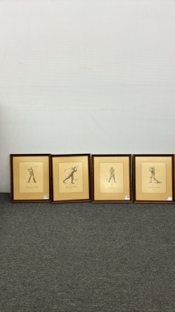 4 Vintage Golf Prints in Frames