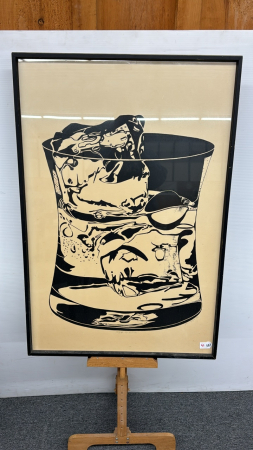 "On the Rocks" Vintage Framed Serigraph Print