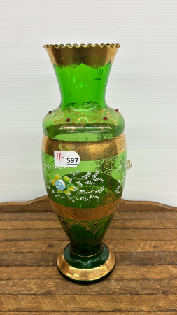 Green and Gold Enamelled Vase