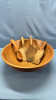 14" Wooden Bar Bowl with 4 Wooden Utensils