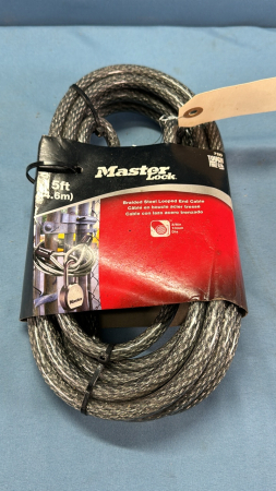 Master Lock 15ft Braided Steel Looped End Cable