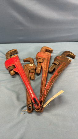 (3) 14" & (1) 10" Steel Pipe Wrenches