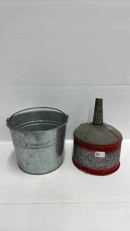 Galvanized 9" Tall Bucket & Galvanized Funnel