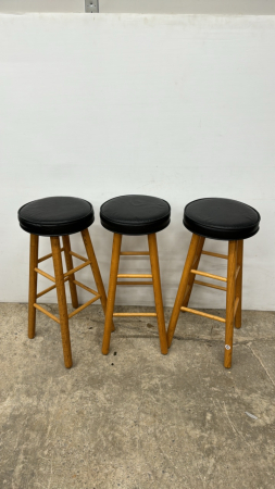 (3) Wooden 30"H Bar Stools