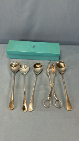 (2) Sets of Silverplate Salad Utenils&Set of Tongs