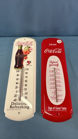 (2) Metal Repro Coke Thermometers