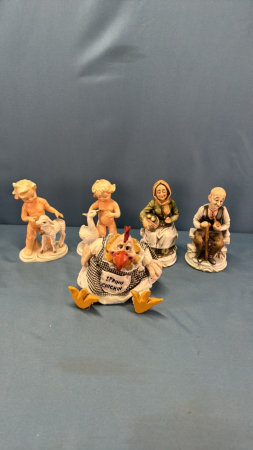 (4) Figurines & Soft Spring Chicken