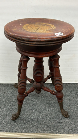 Round Organ Stool with Serpent Feet