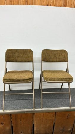 (2) Folding Card Table Chairs with Fabric Seats