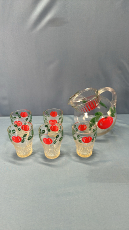 1950's Juice Pitcher & (5) Matching Glasses