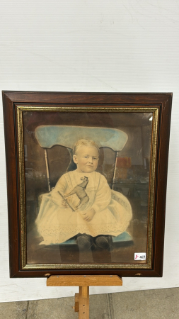 Boy with horse toy picture