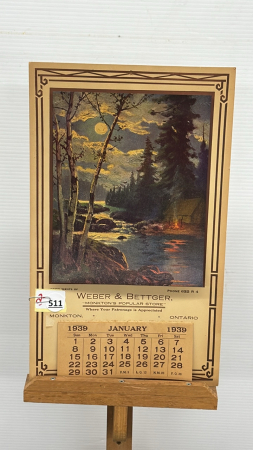 1939 Weber & Bettger Calendar - Monkton, On