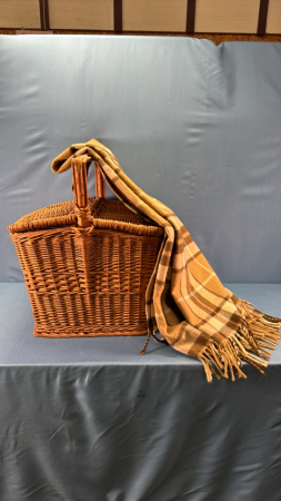Wicker Picnic Hamper & Car Blanket