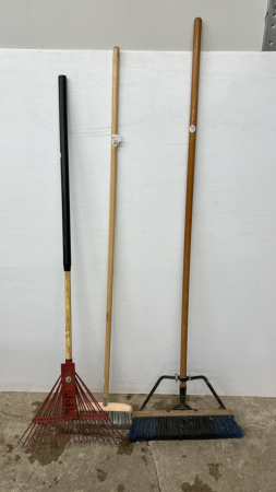 18" Push Broom, 10"Wash Broom, & Leaf Rake
