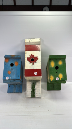 (3) Wooden Birdhouses