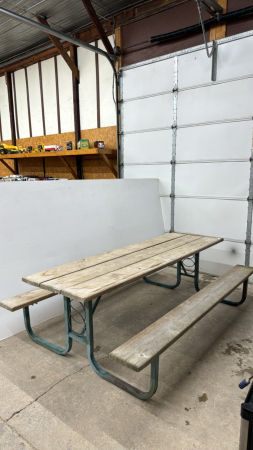 8ft Picnic Table with Steel Frame