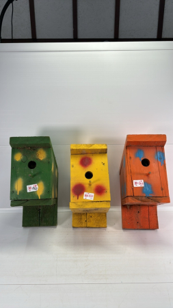 (3) Wooden Birdhouses