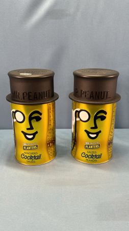 (2) Planters Metal 8" Cannisters w/Plastic Lid