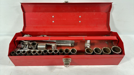 Quantity of SAE Sockets and Ratchets in Metal Tool Box