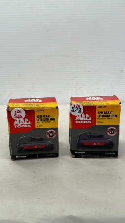 (2) Mac 12V Max Lithium Ion Batteries
