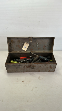 Metal Tool Box with Qty of Screwdrivers