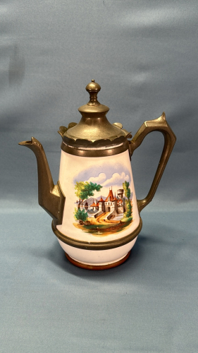 Enamel and Pewter Tea Pot