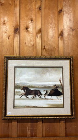 Horse & Sleigh Winter Scene Framed Print