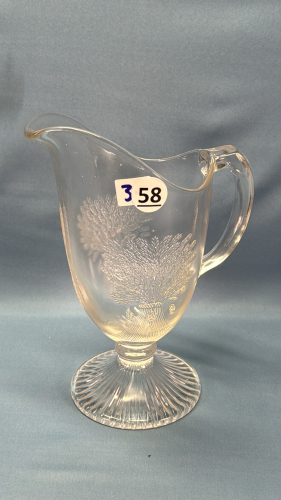Pressed Glass Sheaf Pattern Water Pitcher