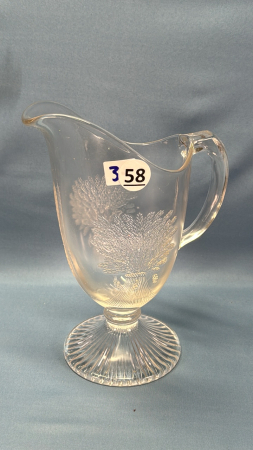 Pressed Glass Sheaf Pattern Water Pitcher