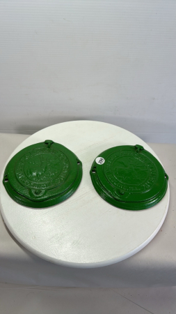(2) John Deere Cast Iron Planter Lids