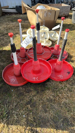 (6) Red Plastic Feeders