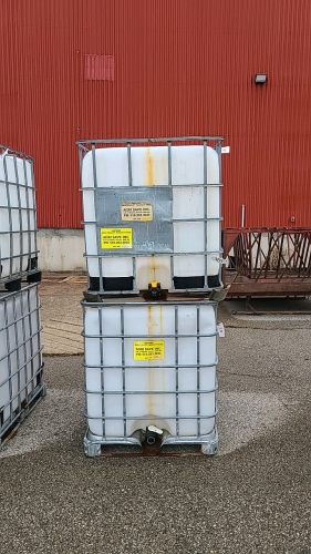 2 - 1000L Liquid Totes in Cage