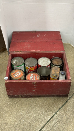 Lubricant Lot in 17in Wide Wooden Box