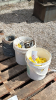 (2) Pails of Insulators and Small Roll of Barbwire