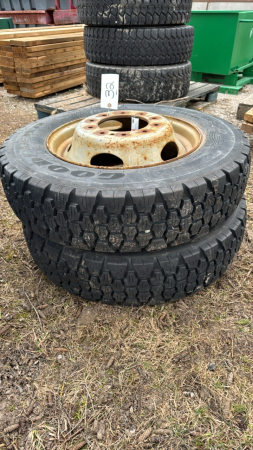 Pair of Goodyear 8R 19.5 Tires on 10 Bolt Rims