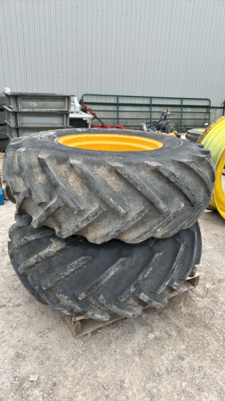 Pair of Goodyear 18.4-26 Tires on 8 Bolt Rims